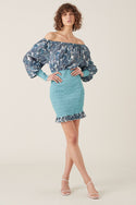 Patha Shirred Dress - Blue