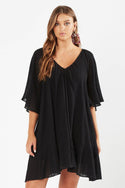 Arielle Overswim Flared Mini Dress - Washed Black