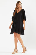 Arielle Overswim Flared Mini Dress - Washed Black