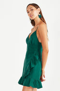 Cosa Frill Dress - Emerald