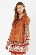 Tigerlily Womens Heloise Peasant Blouse - Rust