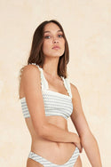 Tigerlily Womens Naida Shirred Crop Bikini Top - Ivory