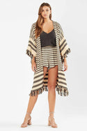 Tigerlily Womens Oasis Belted Kimono Jacket - Stripe